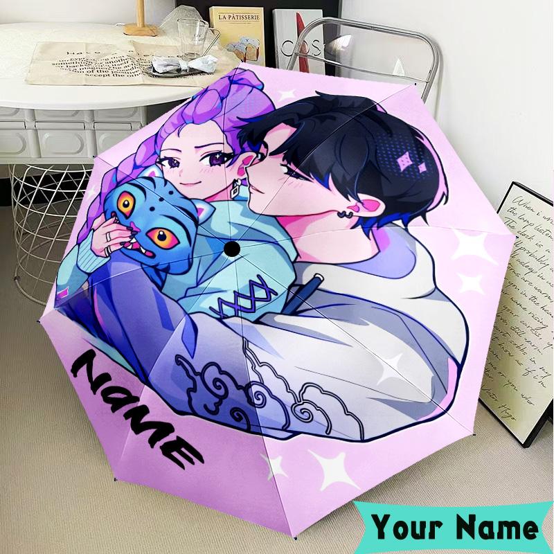 Custom Name KPop Cartoon Umbrella, Foldable Umbrella Suitable for Outdoor Shopping Travel Sports, Exquisite Gift for Family