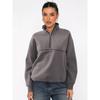 Damen S Halber Reißverschluss Langarm Sweatshirt Kontrastfarbe Lässiges Oberteil