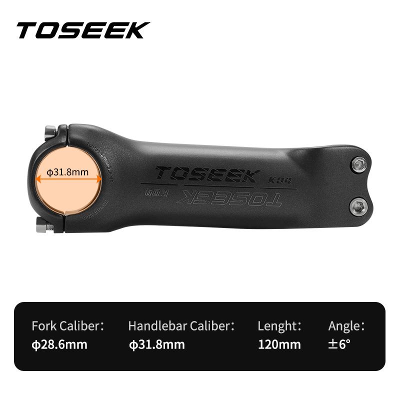 TOSEEK T700 Carbon Fiber Road Mountain Gravel Bike Stems 31.8mm Handlebar Clamp 28.6mm Steerer Clamp 6/17 Degree Bicycle Stem