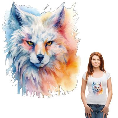 White Fox Clothing Aufkleber Große Abziehbilder Bekleidungszubehör Neu DIY Hitzetransfer Waschbare Aufnäher Aufdruck auf T-Shirt