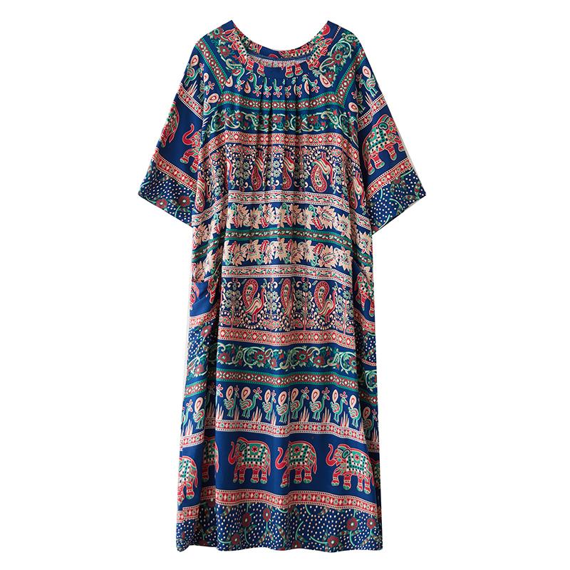 Maneca scurta marime mare bumbac vintage floral nou in rochii pentru femei rochie lejera lunga de vara