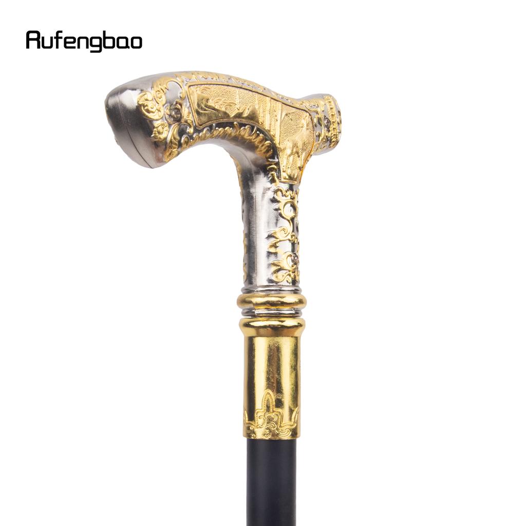 Golden White Wolf Luxury Pattern Walking Stick Party Fashion Elegant Walking Stick Decorative Cospaly Cane Knob Crosier 89cm