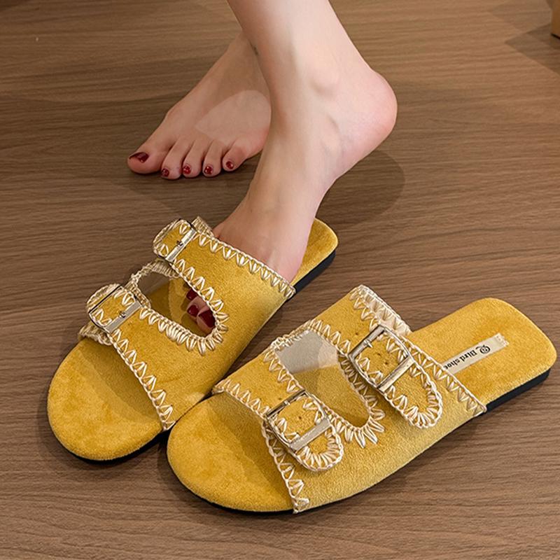 Flats Women Slippers Fashion Dress Shoes Designer New Summer Woman's Sandals 2025 Casual Cozy Slides Brand Sandalias De Mujer
