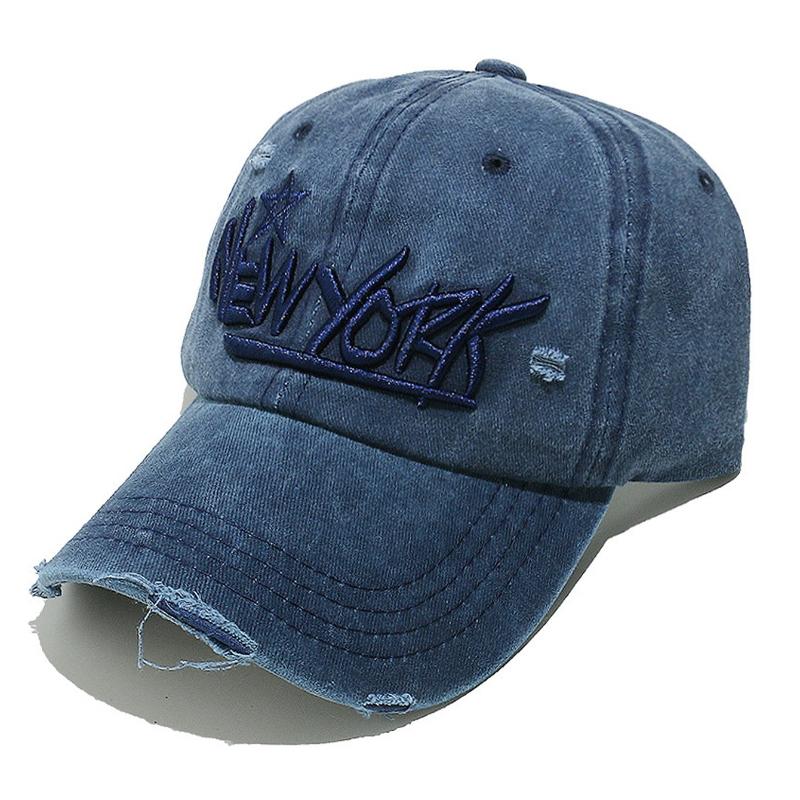 

1pc Spring NEW YORK Letter Embroidered Soft Top Sun Protection Baseball Cap for Women,bestie or Couple As A Valentine s Day Gift One Size темно-синього кольору