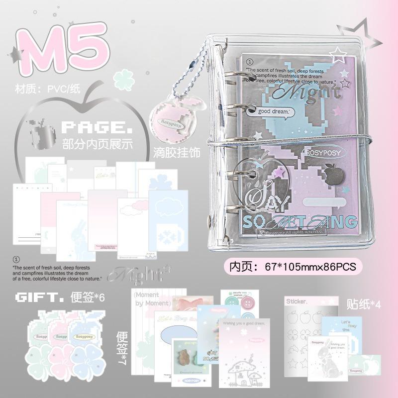 RosyPosy soft set APPLE series M5 handbook, clear pvc loose-leaf strap notebook portable book