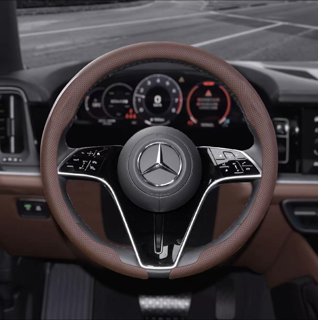 8D Nappa leather Car Steering Wheel Cover For Mercedes Benz A B C E V S Class GLA GLB GLC GLK GLS SLK CLA CLS Auto Accessories