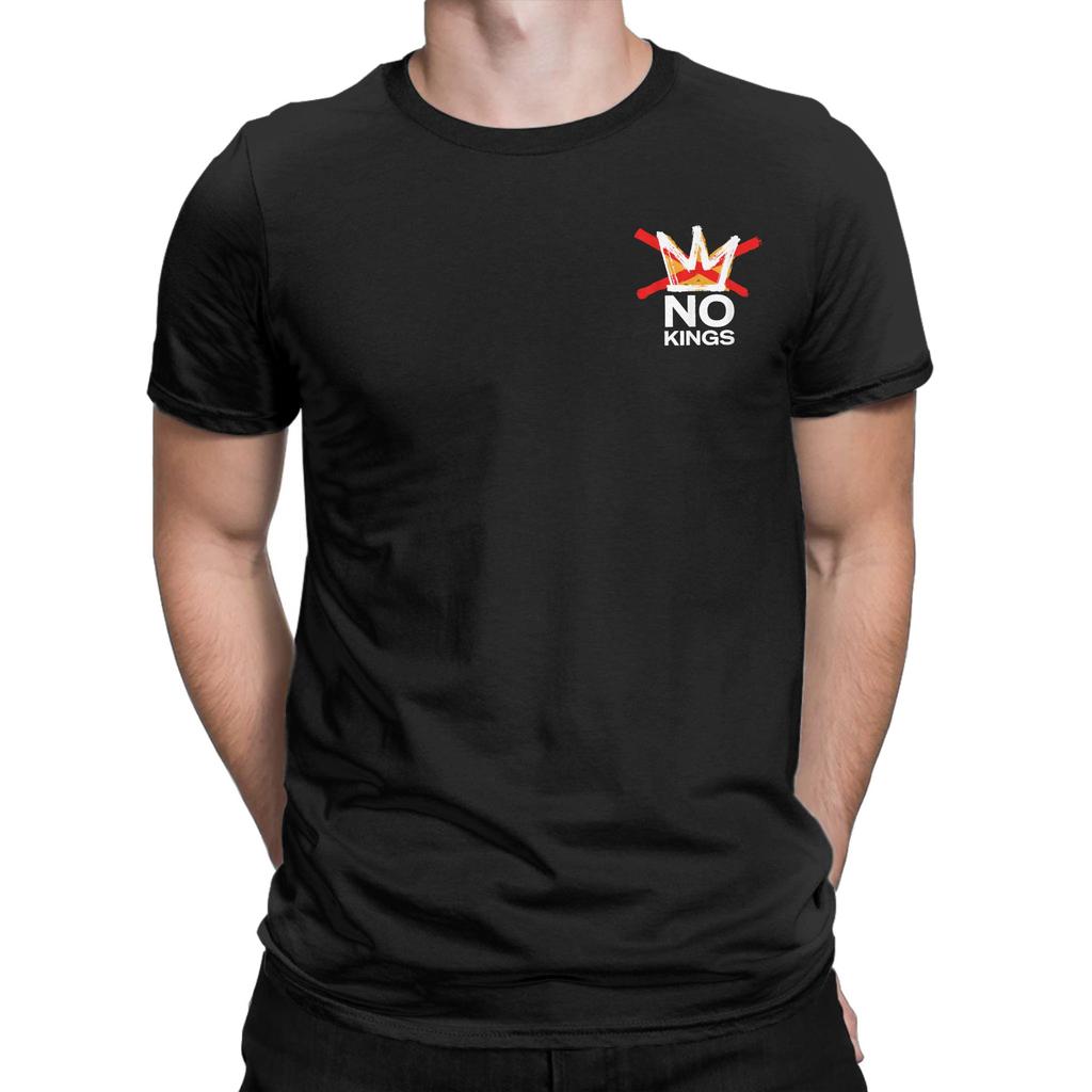 Men's T-Shirt No Kings In America Protest Vintage Cotton Tees Short Sleeve Rejecting King T Shirt Crewneck merchandise Plus Size