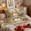 Comforter 3Pcs Golden Christmas Snowman Printed Chipless Bedding Set Soft Dormitory Bedroom Multiple Sizes Machine Washable
