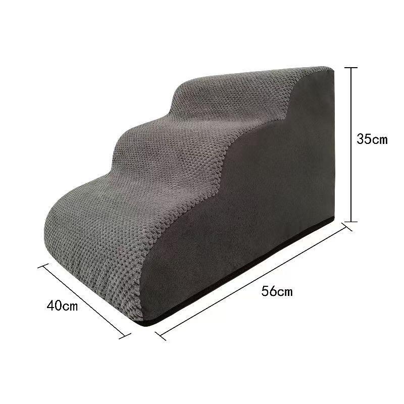 Washable Gray Pet Ramp for Small & Medium Dogs - Sponge Steps & Sofa Climbing Ladder