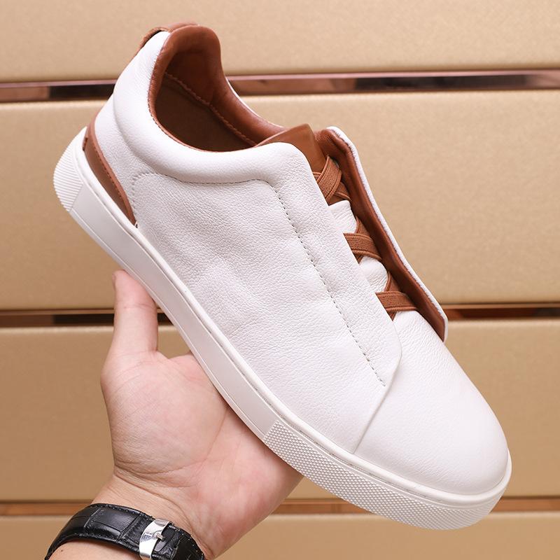 New autumn men's shoes first layer cowhide board shoes XXX straps lightweight deerskin casual shoes sports overalls white shoes