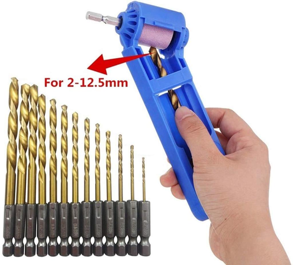 TAORAYO Drill Sharpener for Metal Range Portable Drill Sharpener with Corundum Grinding Hand Tool Drills, 2.0-12.5mm, Wheel,