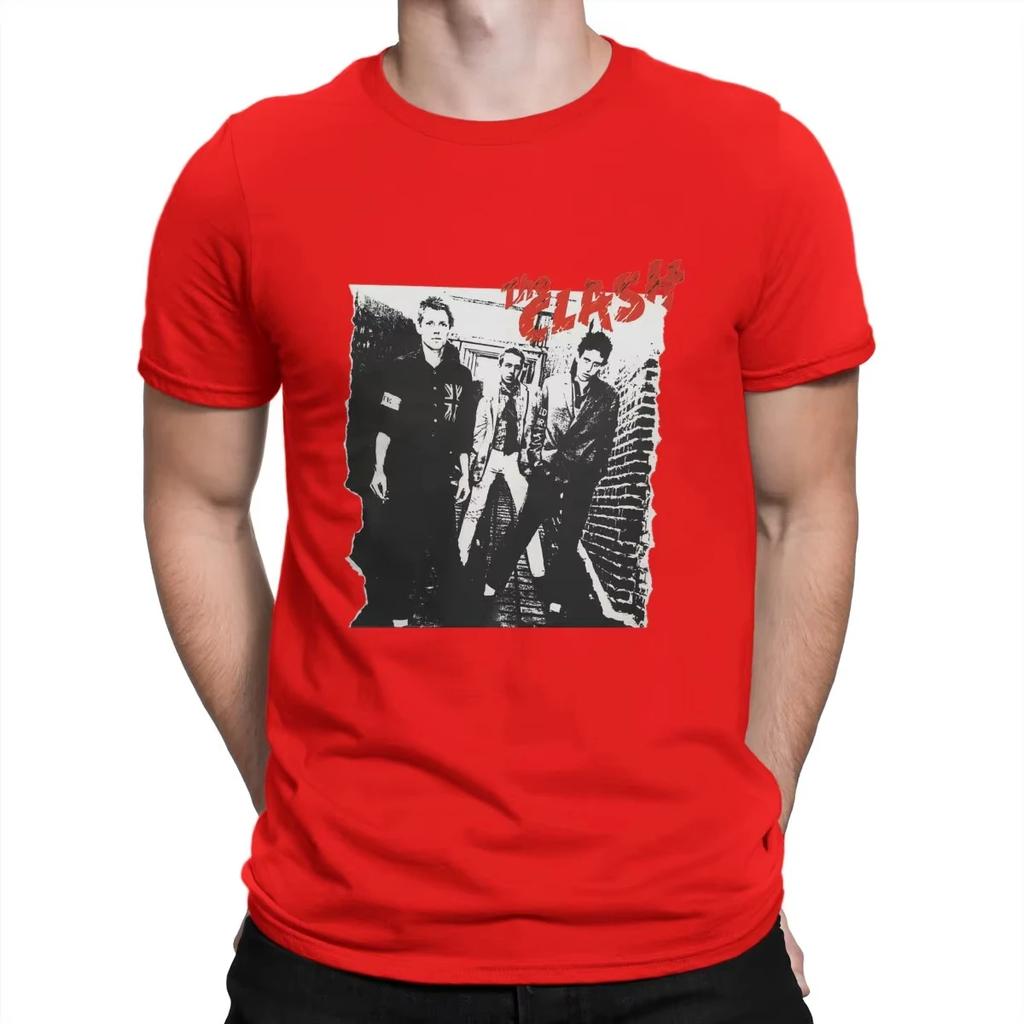 Men's T-Shirt Clash One Funny Cotton Tees Short Sleeve The Clash T Shirt Crewneck Printed Clothes Fashion Loose Casual Top Tees