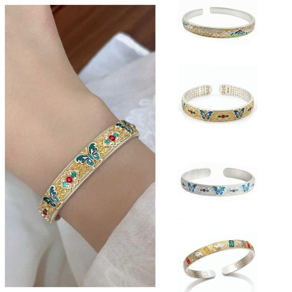 Ethnic Style Women's Hand Bracelet Traditional Chinese Cloisonne Bracelet Enamel Bracelet  Women