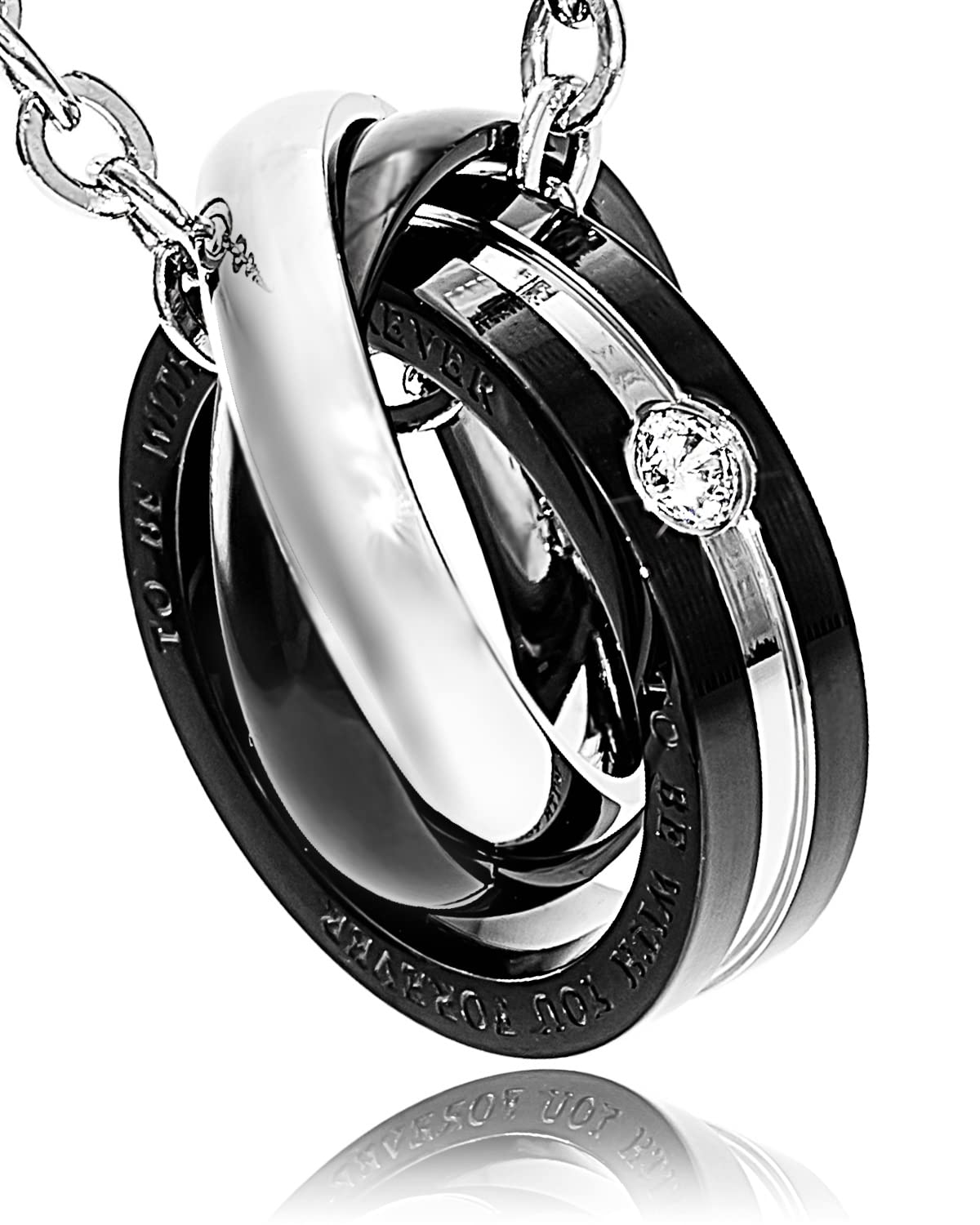 

Necklace Ring 316L Surgical Stainless Steel Allergy Ring Necklace NPN032 Black [Napist] Men s 3-Ring [Metal Friendly]