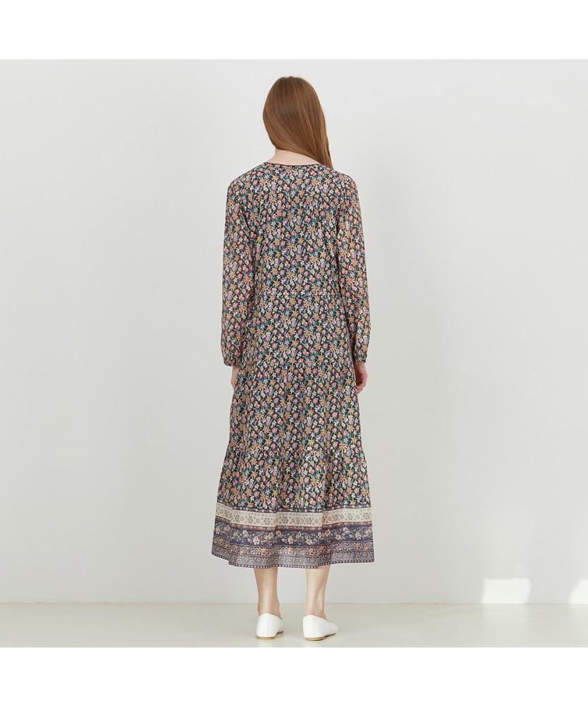 THURSDAY ISLAND Border Mix Round Neck Dress_T252Mop138W