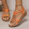 Summer New Flat-bottomed Rhinestone Fish Mouth Sandals Women's Large-size Women's Shoes