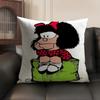 Cute MMafaldas Cushion Cover Natural Linen Organic Fabric DoubleSided Printing Home Decor Breathable Environmentally Friendly