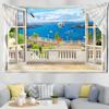 Imitace oken Krajina Tapiserie Nástěnný závěs Přímořská scenérie Kolej Bohémský obývací pokoj Domácí dekorace