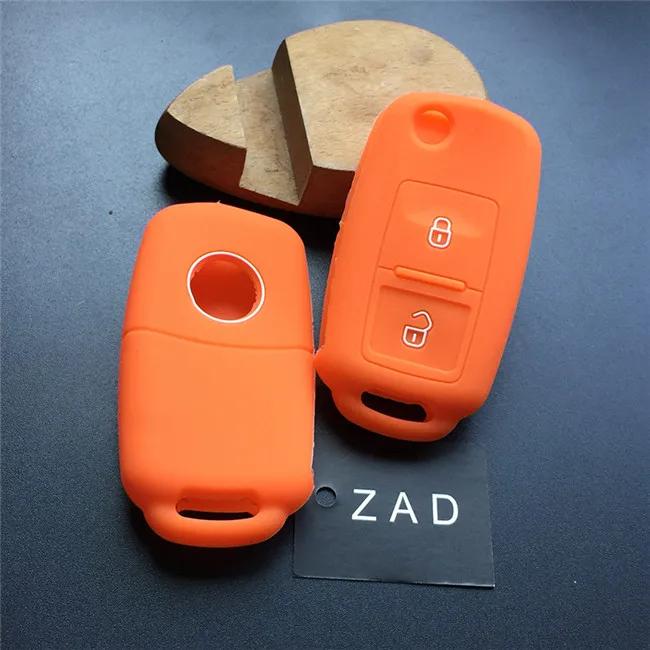 ZAD  2 Buttons Floding Key Silicone Rubber Car Key Cover Case Skin for Vw Seat Ibiza Leon Toledo All-inclusive Car Accessories