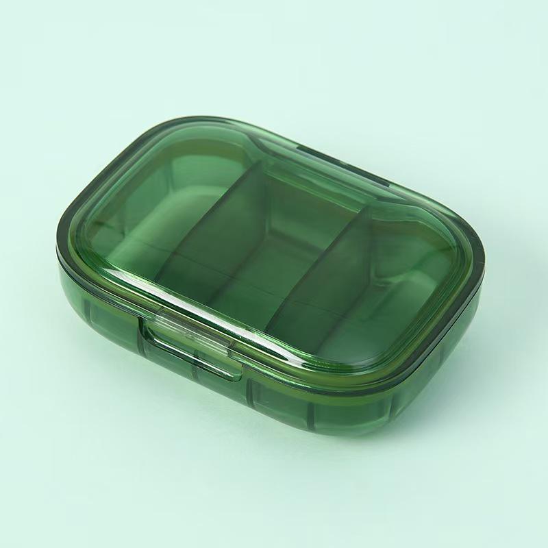 Large-Capacity Transparent Pill Storage Box with Three Compartments for Household Use