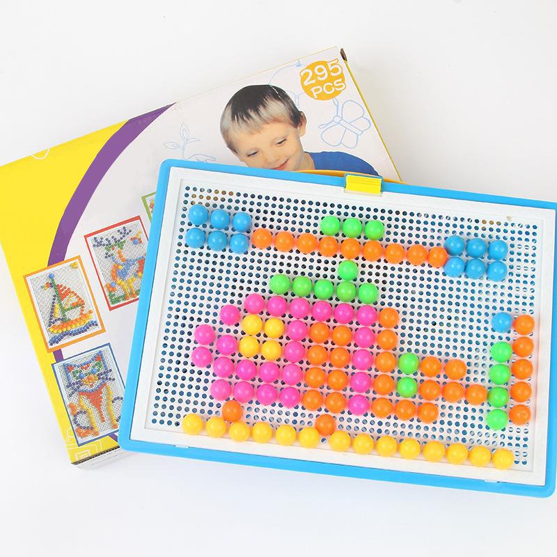 First Birthday Mushroom Pegboard Building Blocks - Children's Educational Toy Puzzle (37 Pieces)