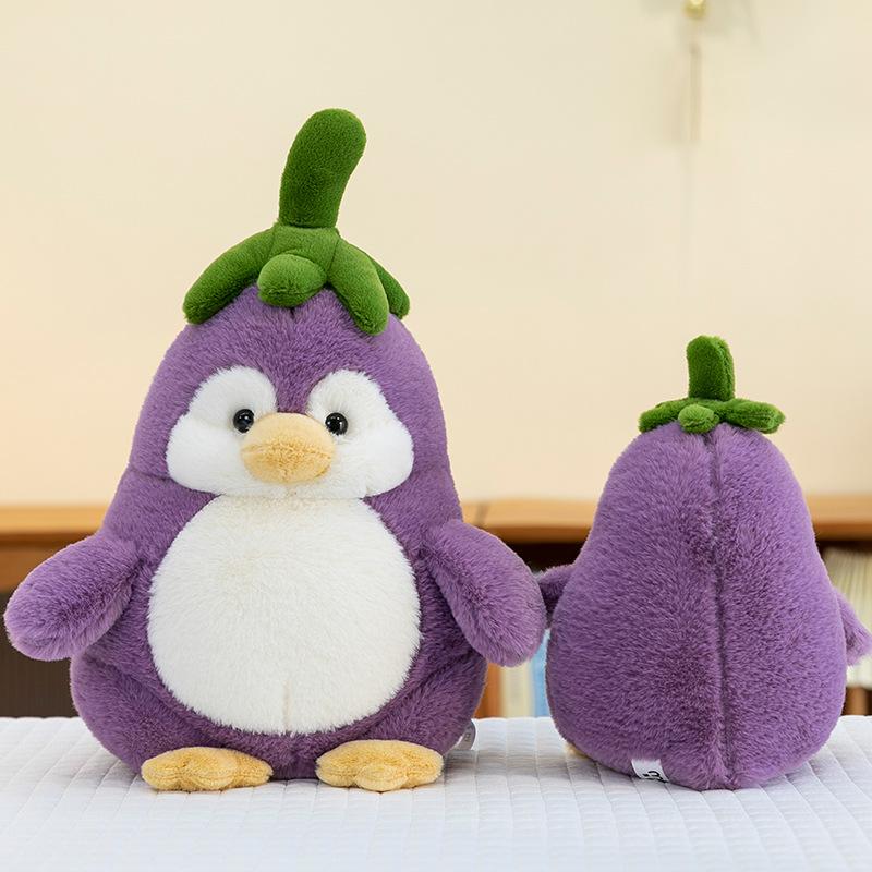 Soft Cute Eggplant Goose Plush Toy Penguin Turned Eggplant Sleeping Pillow Children Doll Machine Sleeping Pillow