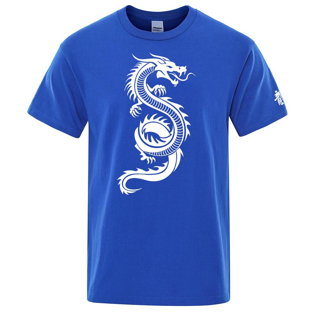 2025 Unisexs Summer Comfortable Tshirt Chinese Dragon Printing Casual Breathable Ordinary Short Sleeve Round Neck Top