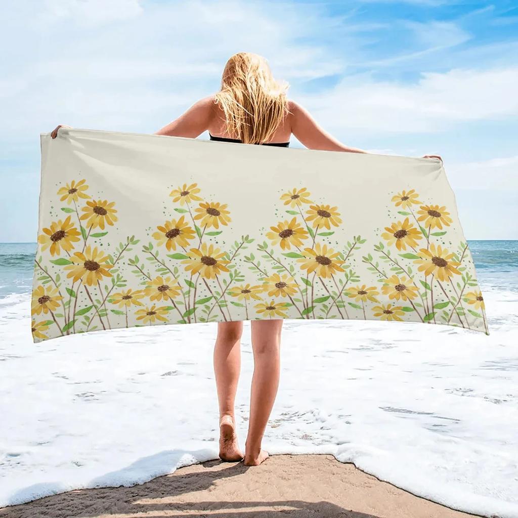 Floral Beach Towel Microfiber Quick Dry Botanical Flower Bath Towel Oversized Sand Free Travel Swim Towels Gift for Women Girl