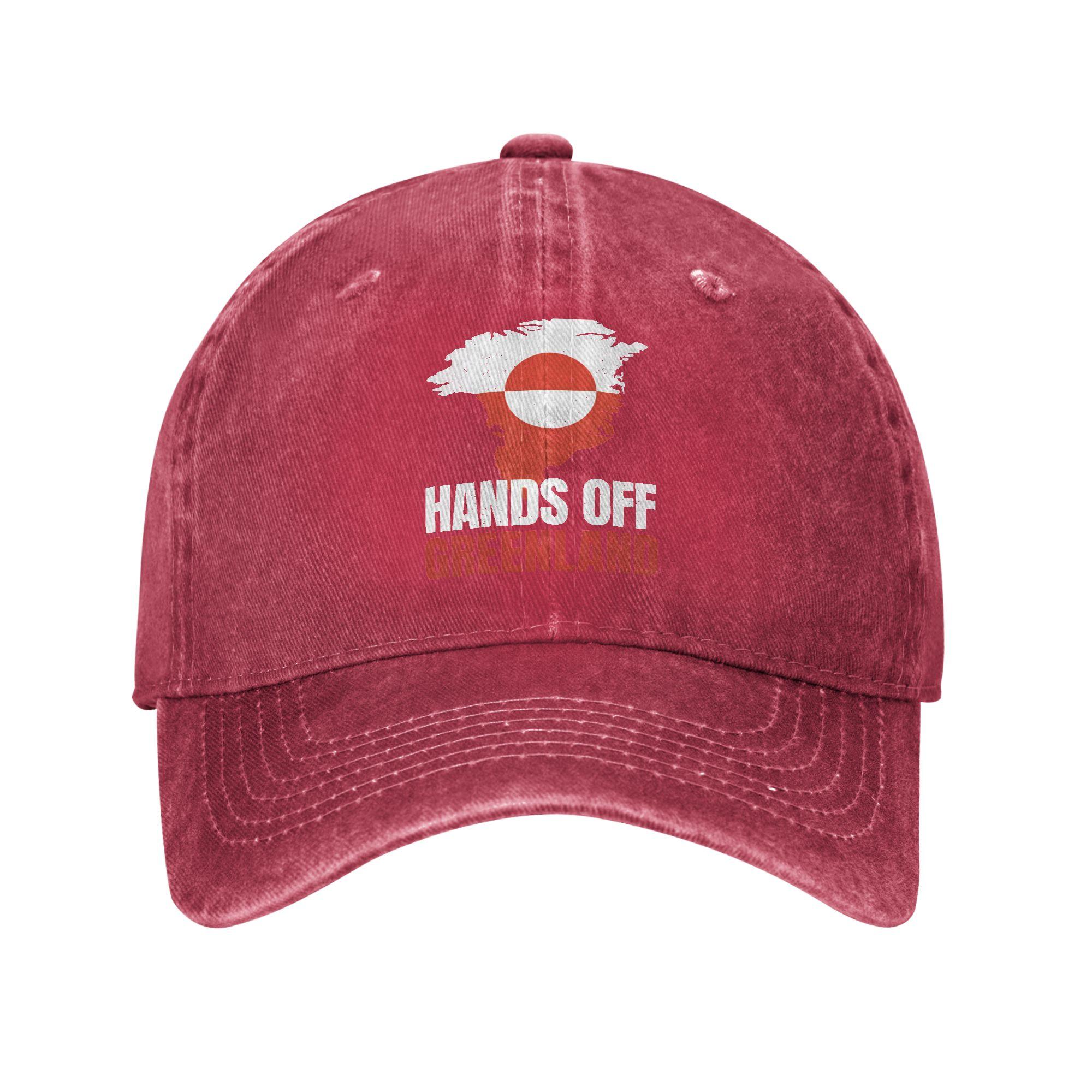 

Hands Off Greenland Washed Baseball Cap Vintage Sun Hip Hop Hats Summer Unisex-Teens Hiking Fishing Snapback Cap One Size красный