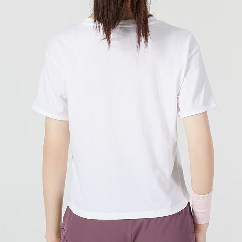 Under Armour Color Block Letter Design Loose Fit Round Neck Short Sleeve T-Shirt Women Tops White 1366006-100