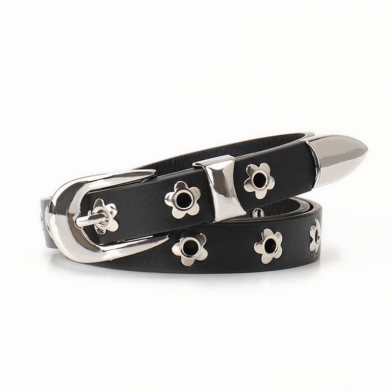 Punk Leather Belt For Women With Alloy Buckle And Adjustable Fit For Casual Street Style