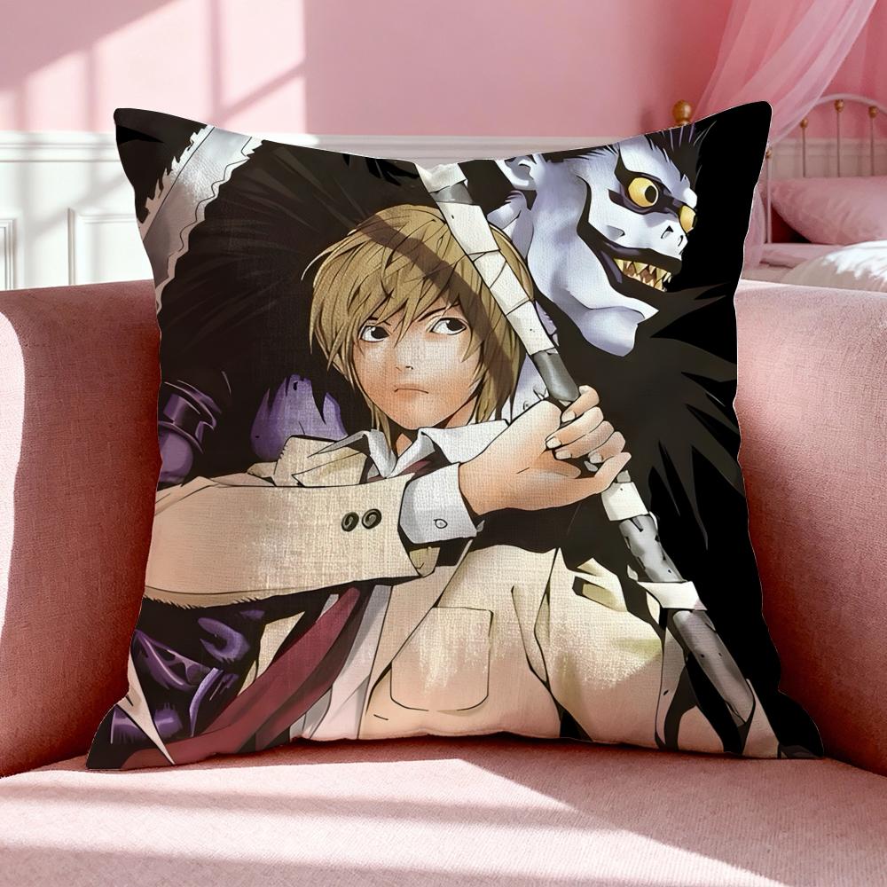 Anime D-Death Note Double-Sided Printed Pillow Cover Short Plush Suitable Living Rooms Bedrooms Sofas Throw Cushion Cover