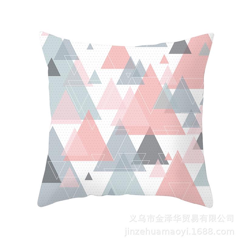 Modern Simple Pillow Cover Office Cushion Cover Pink Geometric Print Cushion Home Furnishings Home