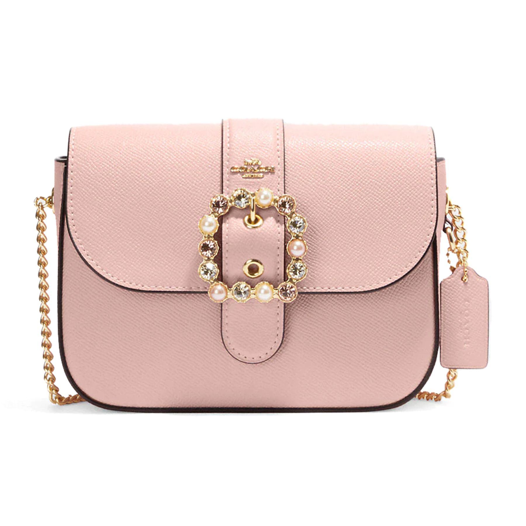 

Coach Gemma 18 Shimmer Snap Closure Gemstone Decor Crosshatch Leather Shoulder Bag Small Women shoulder bag Pink CE622-IMRHJ Basic Set (Bag+Dust Bag)