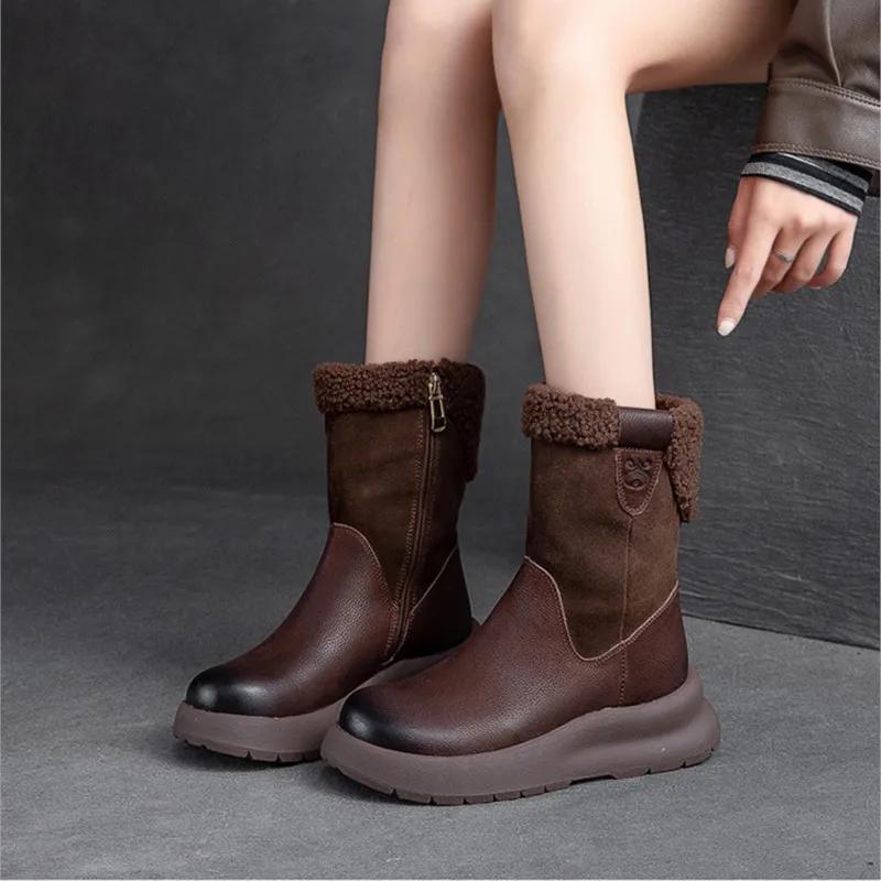 Fashion New Mid Length Snow Boots 2025 with Plush Insulation  Solid Color Thick Soled Women's Short Boots  Casual Women's Shoes