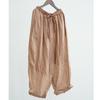 Johnature Damen Vintage Gerade Hose Einfarbig Elastischer Bund Hose Sommer Locker Gürtel Lässige Knöchellange Hose