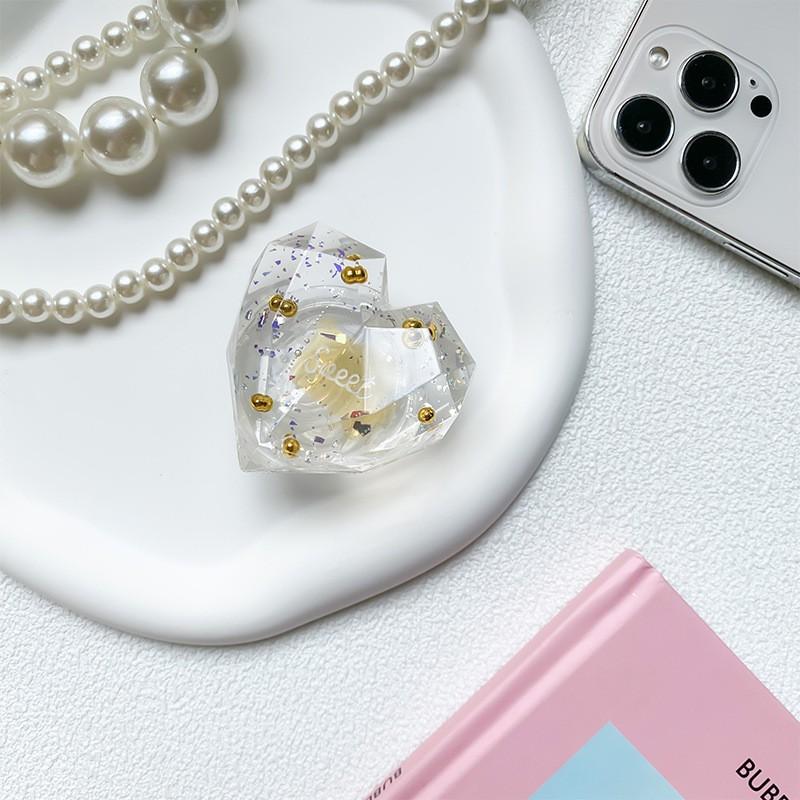 Simple Letter Glitter Phone Airbag Holder With Japanese Korean Adhesive Backing Stretchable Desktop Support Stable Portable