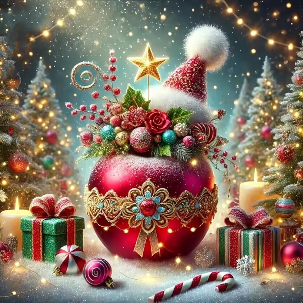 DIY 5D Diamond Painting Christmas Wreath Mosaic Candle Full Drill Embroidery Flower Crafts Art Supplies Unique Gift