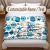 Fish Ocean Theme Soft Blanket Personalized Custom Name Text Print Warm Blanket Home Sofa Bedroom Decor