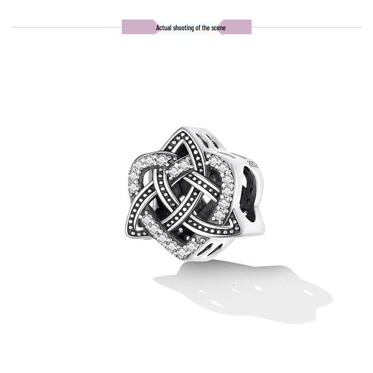 Celtic Knot Love Charm Bracelet Beaded with Hollow S925 Silver Beads 