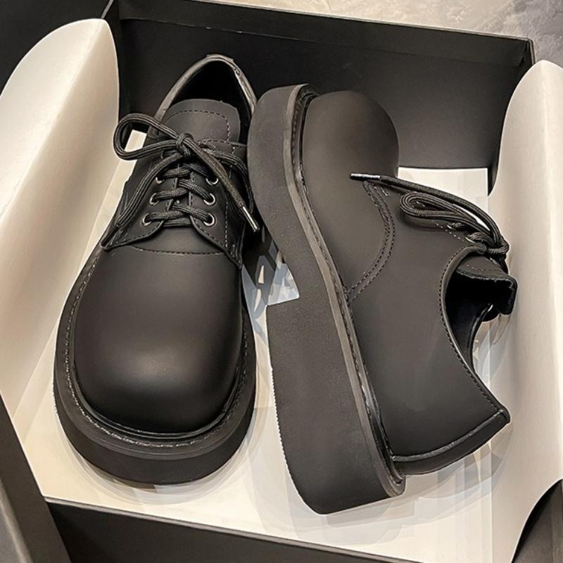 Fashion Black Thick Bottom Lace Up Pumps Women British Style Sewing Designer Shoes Cozy Square Heel 45 Extra Large Size Loafers