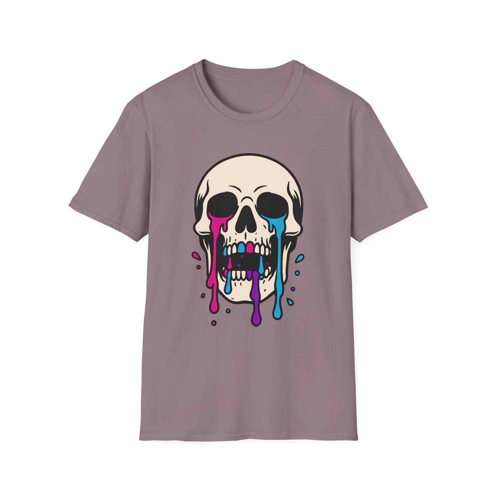 Unisex Softstyle T-Shirt Skull Neon Paint Drip Death Macabre Streetwear S