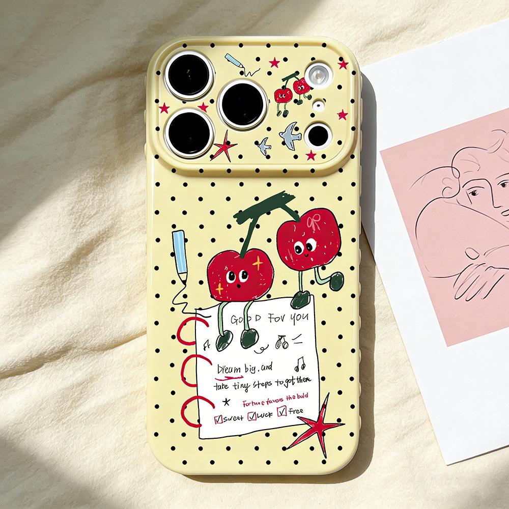 Red cherry is suitable for iPhone17/17Pro mobile phone case, anti-drop Apple 16/15 protective case 14 new models.