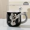 Electroplated Ceramic Mug with Handle Spoon, Creative Light, Luxury Relief Flowers, Home Water Cup, 450ml Capacity, 1Pc