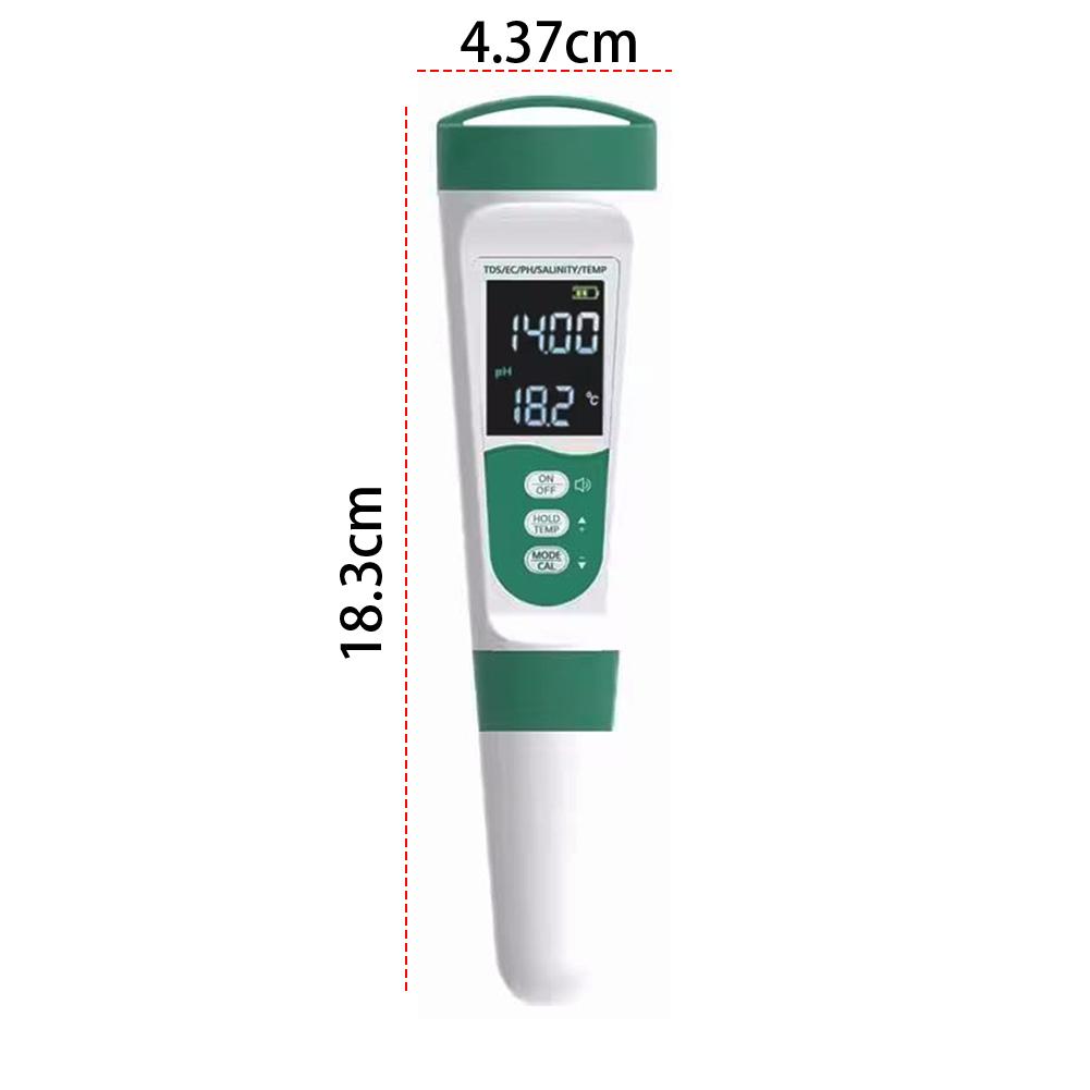 5-в-1 Тестер води Тестер солі для басейну Високоточний вимірювач pH/EC/TDS/Солі/Температури Аналізатор води для питної води Акваріумів Тестер