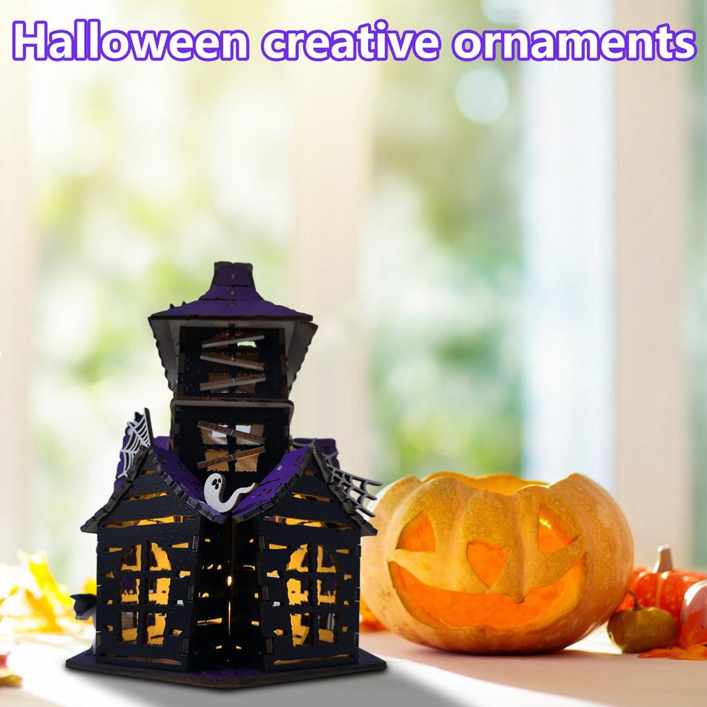 Creative 3D DIY Halloween Haunted House Decorations Wooden Party Decorations