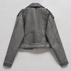 Spring Autumn Women Loose Zipper with Belt Retro Faux Leather Short Jacket Streetwear Female Chic Vintage Coat Outwear