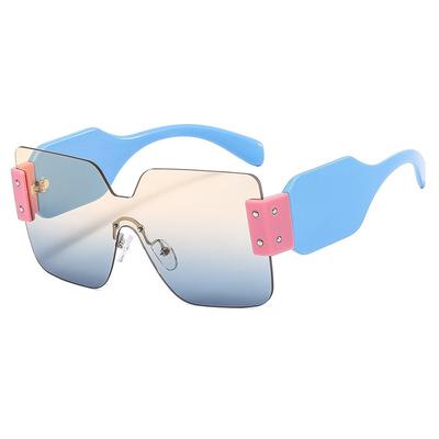 Vintage Rimless Square Sunglasses Women Men Wide Leg Big Frame Sun Glasses Shades Uv400  Luxury Brand