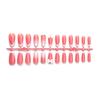 24Pcs Press On Nail Long Square False Nail With White French Tip Full Cover Stick on Nail Glossy 3D Bows Designs