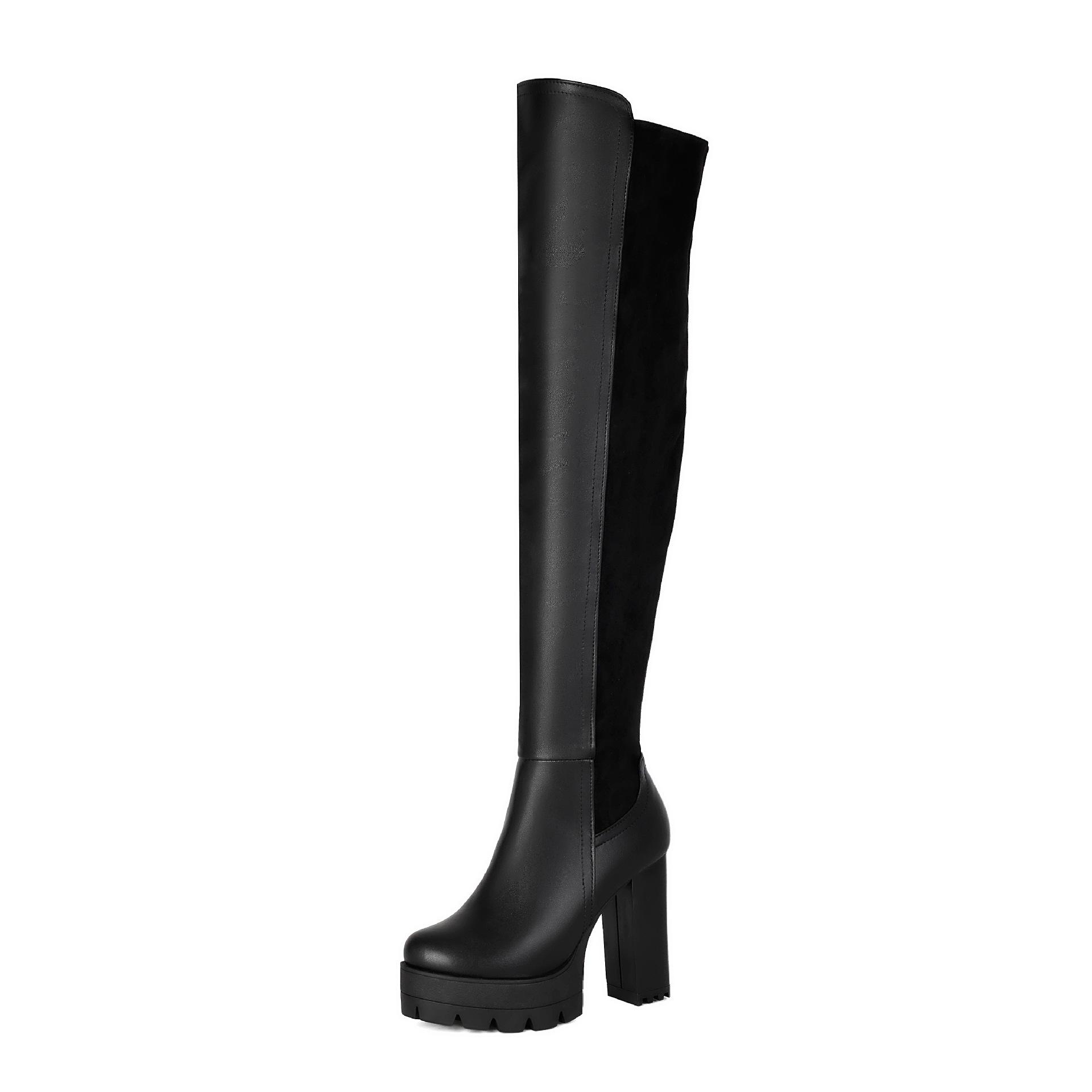 Spliced Knee Boots Knight Boots Elastic